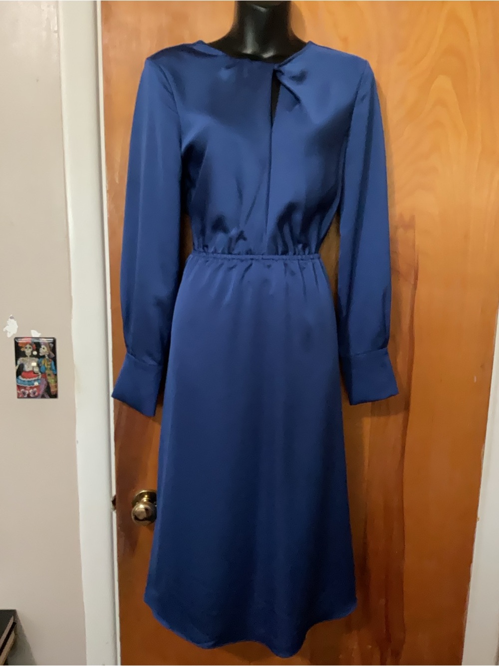 H&M Sapphire Blue Long-Sleeve Midi Dress